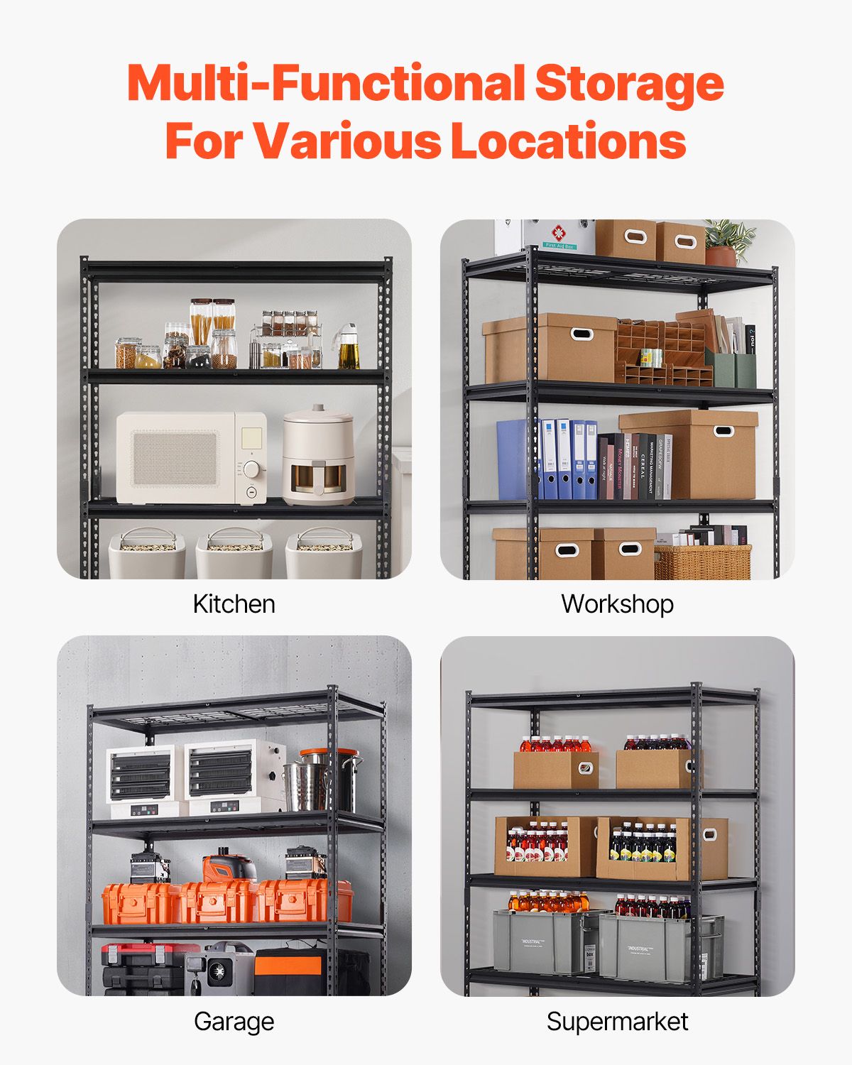Storage Shelves, 1361 kg, 5 Tier Heavy Duty Garage Shelving, 609.6 x 1219.2 x 1828.8 mm Adjustable Metal Shelves for Industrial Shelving Unit Utility Shelf — image 6