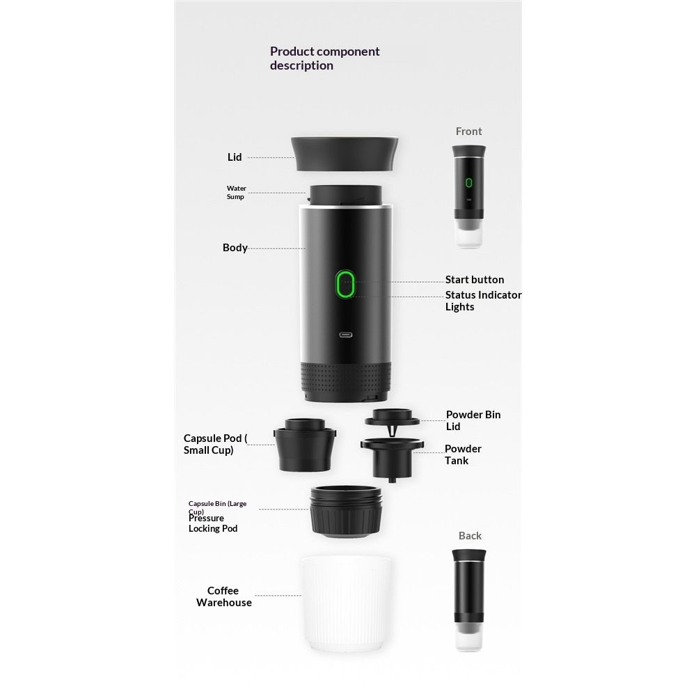 Portable Coffee Maker, Espresso Machine for camping, Travel Coffee Maker with USB-C, 3-in-1 Small Espresso Machine with Ground Coffee & Capsules for RV — image 4