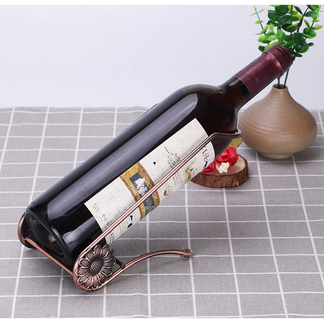 Stainless Steel Single Bottle Holder Tabletop Wine Rack Novelty Gift for Kitchen Home Decor (L Style, Bronze) — image 4