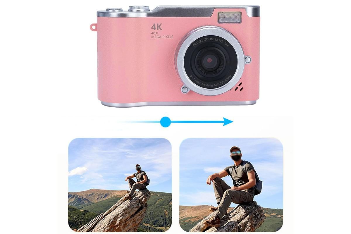 HD 1080P Flip Screen Retro Digital Camera 2.4-inch Display with 64GB TF Card - Pink โ image 6