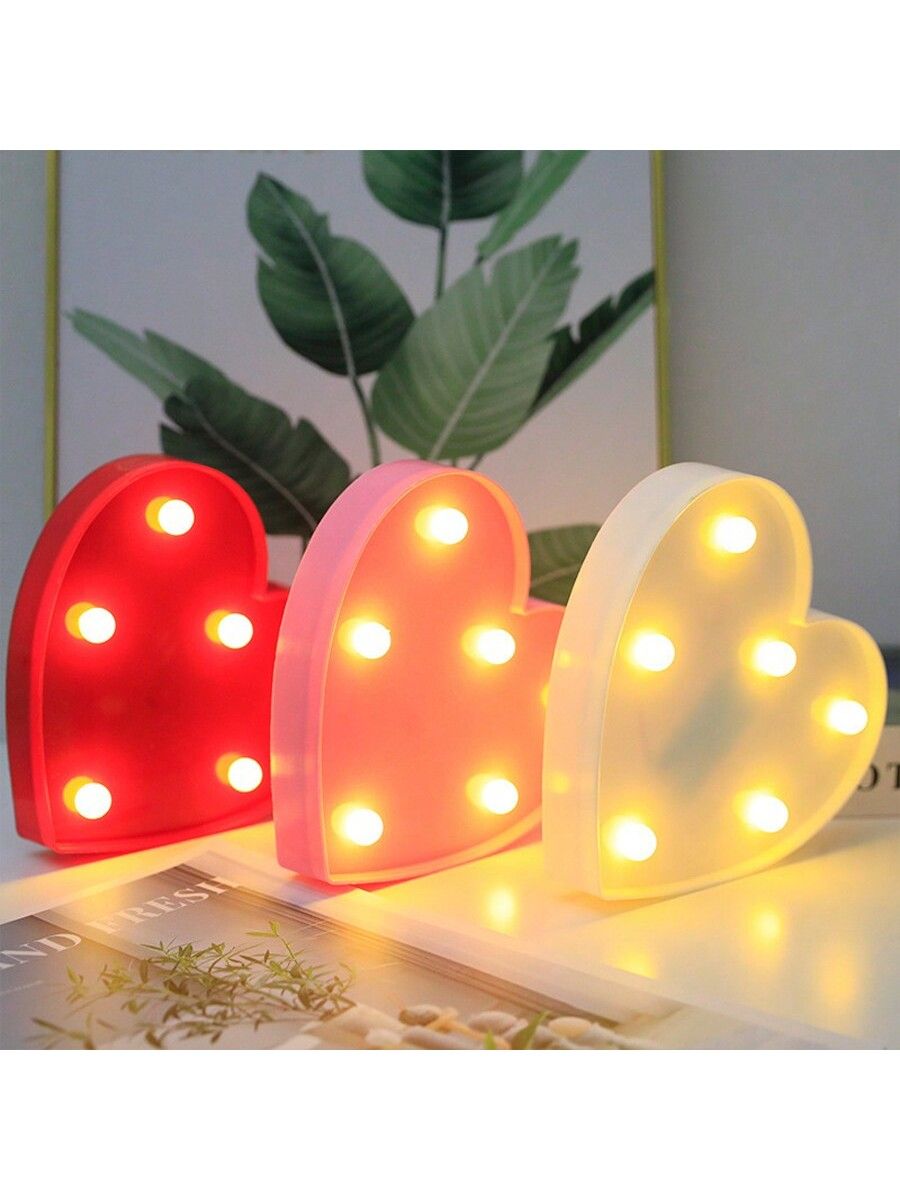 1pc Cute Heart Shaped Room Decor Night Light Battery Powered Indoor Decorative For Living Room Bedroom Tabletop Valentine s Day Proposal Wedding Gift