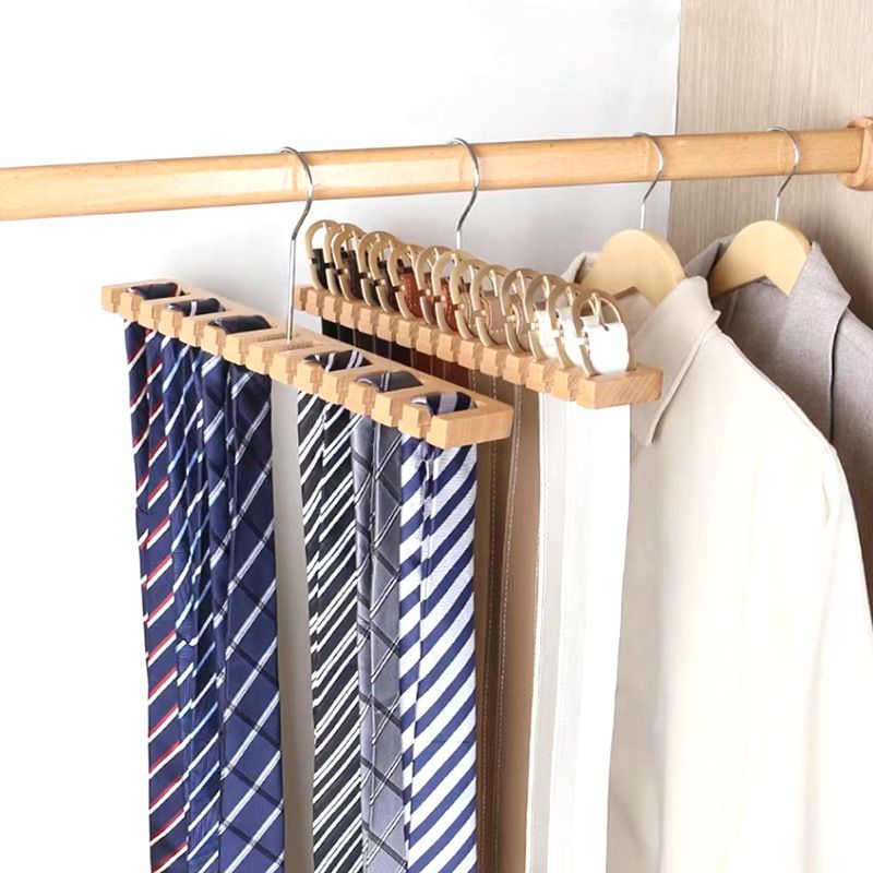 2 in 1 Wooden Wall Mount Belts Organizer, Belt Rack Organizer with 360° Swivel Hook, Tie and Belt Organizer — image 5