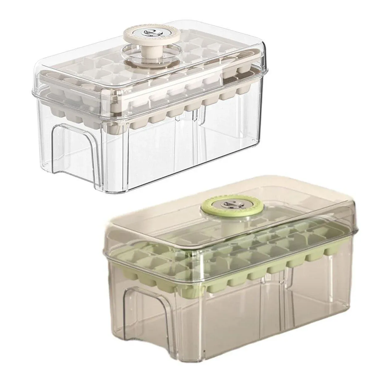 Large Capacity Food Grade Ice Cube Mold with Lid Household Ice Storage Box - Green โ image 3
