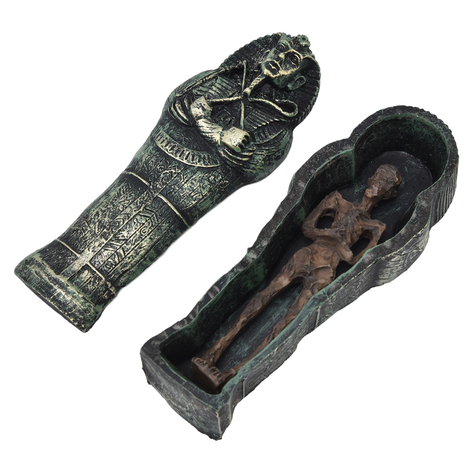 Mummy Coffin Decorations Aquarium Fish Tank Ornaments Landscape Skull Resin Skull Mummy Coffin Ornament โ image 2