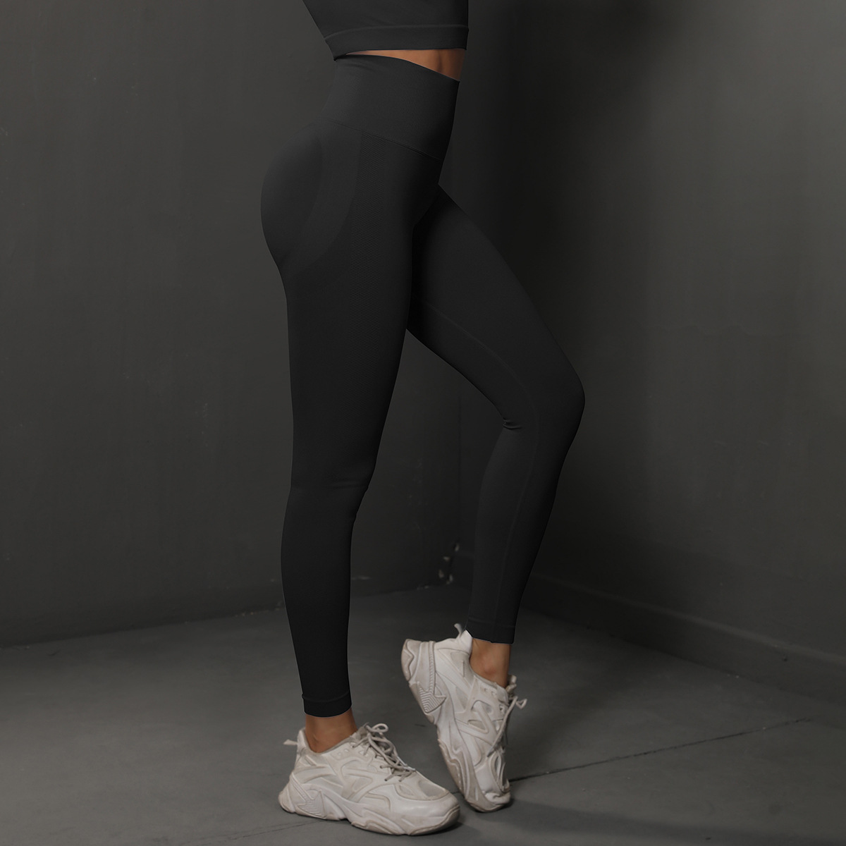 Size L Black Seamless High-Waisted Yoga Pants for Women - Lift Workout Leggings for Running, Gym, and Fitness โ image 3