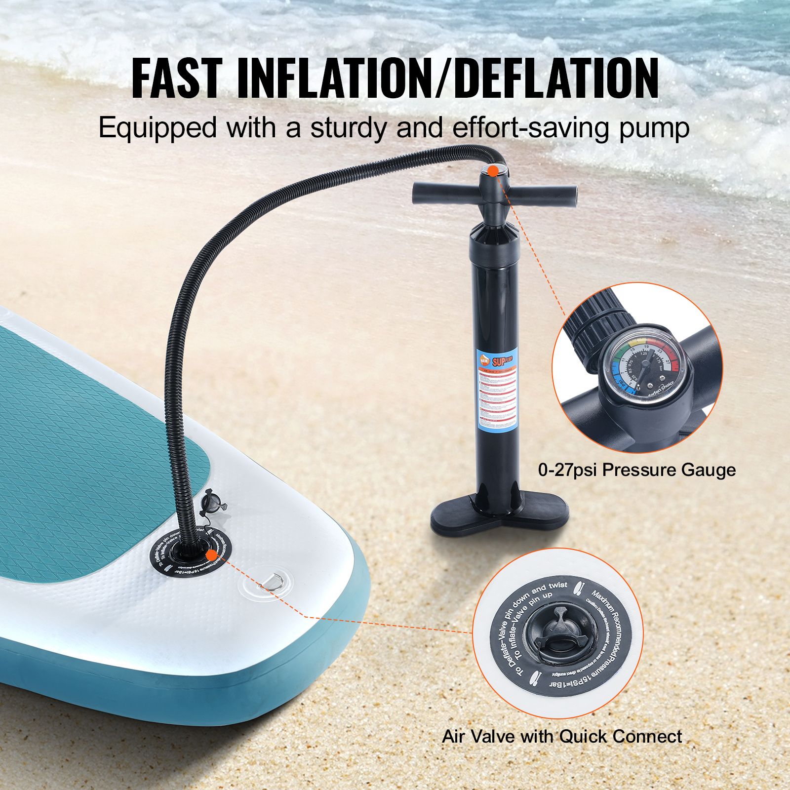 Inflatable Stand Up Paddle Board, 152 mm Wide SUP Paddleboard, with Board Accessories, Pump, Paddle, Fin, Phone Bag, Backpack, Ankle Leash, Repair Kit — image 5