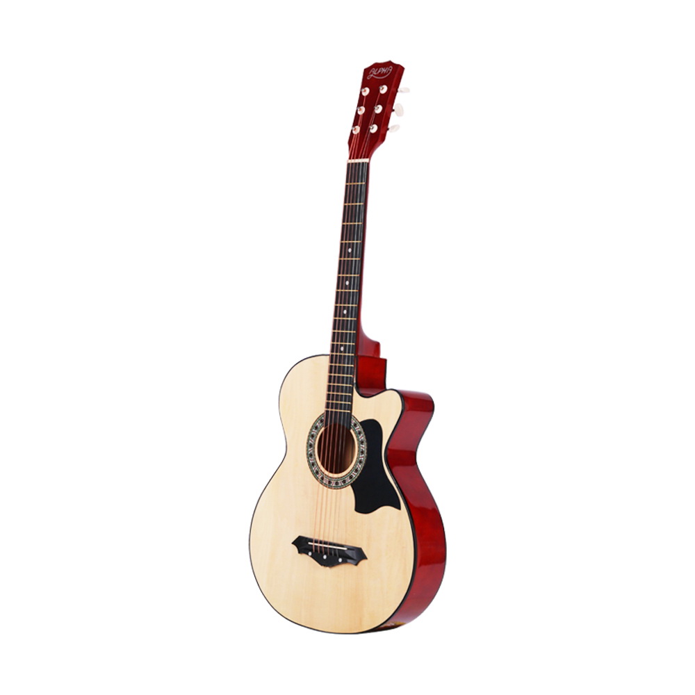Alpha 38 Inch Acoustic Guitar Wooden Body Steel String Full Size w/ Stand Wood โ image 2