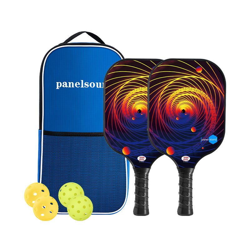 PS Series Colorful Textured Fiberglass Pickleball Paddles Set with 2 Rackets, 4 Balls and Portable Carry Bag for Indoor and Outdoor Use, FBR-001