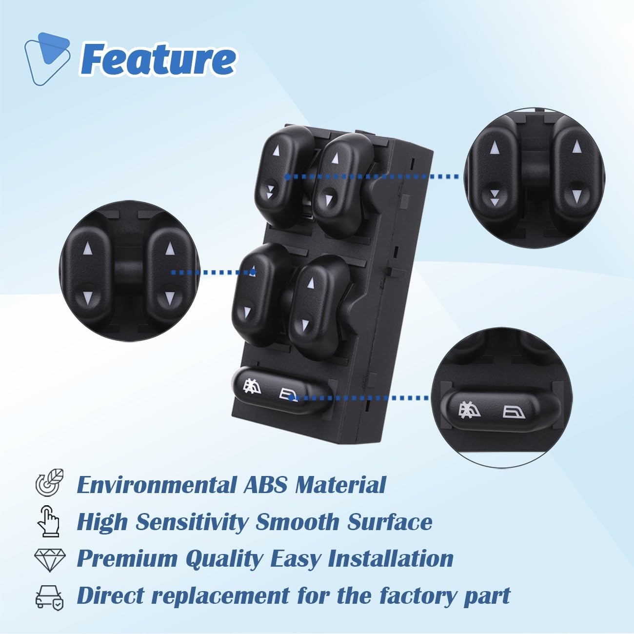 Power Window Control Switch Master Door Button Compatible with 2003-2008 Ford Crown Victoria/F150/Expedition, 06-08 Lincoln Mark LT, 03-08 Mercury Grand — image 5