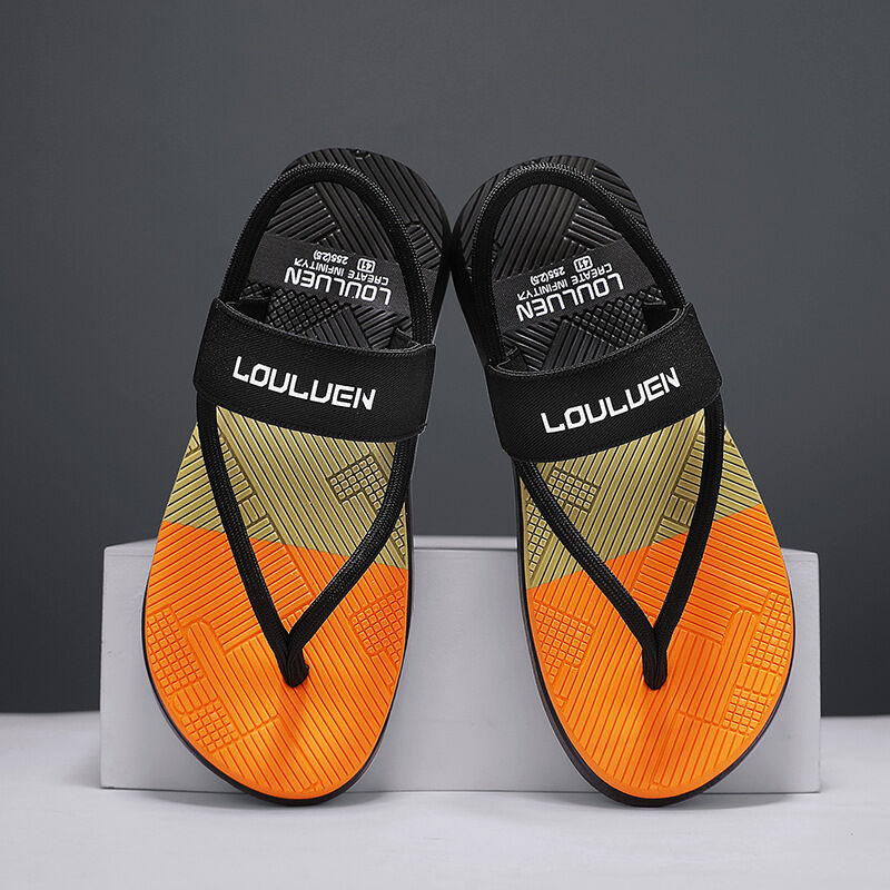Men's Outdoor Non-Slip Sandals, EVA Lightweight Thick-Sole Beach Slippers for Casual & Sports(black-43)