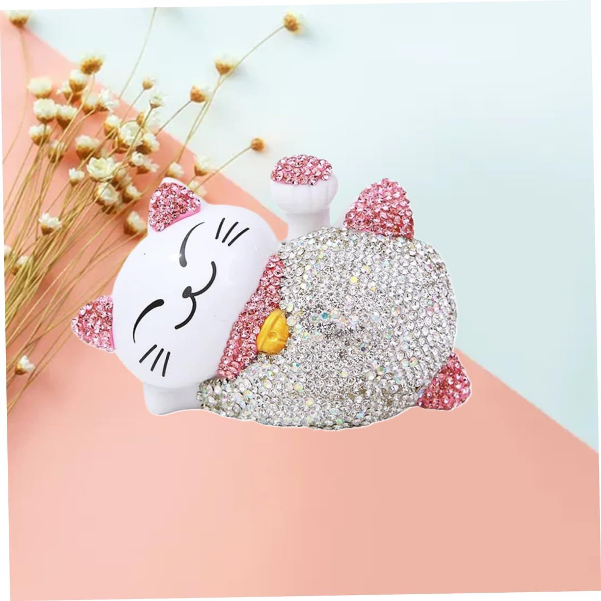 Solar Energy Fortune Cat Car Interior Decoration Car perfume Female Creative Car Supplies Diamond Adornment Cute — image 2
