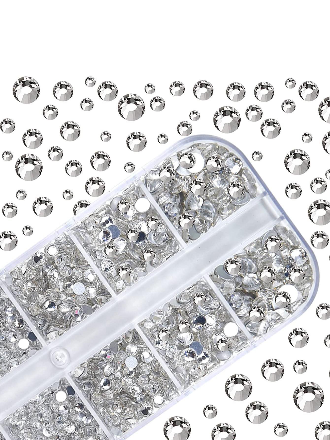 12 Grid Nail Rhinestones 1.5mm-5mm 3D Glass Crystal AB Clear Stones Gems Pearl For Nail Art DIY Decoration Flatback Charms Acrylic Nails Supplies — image 4