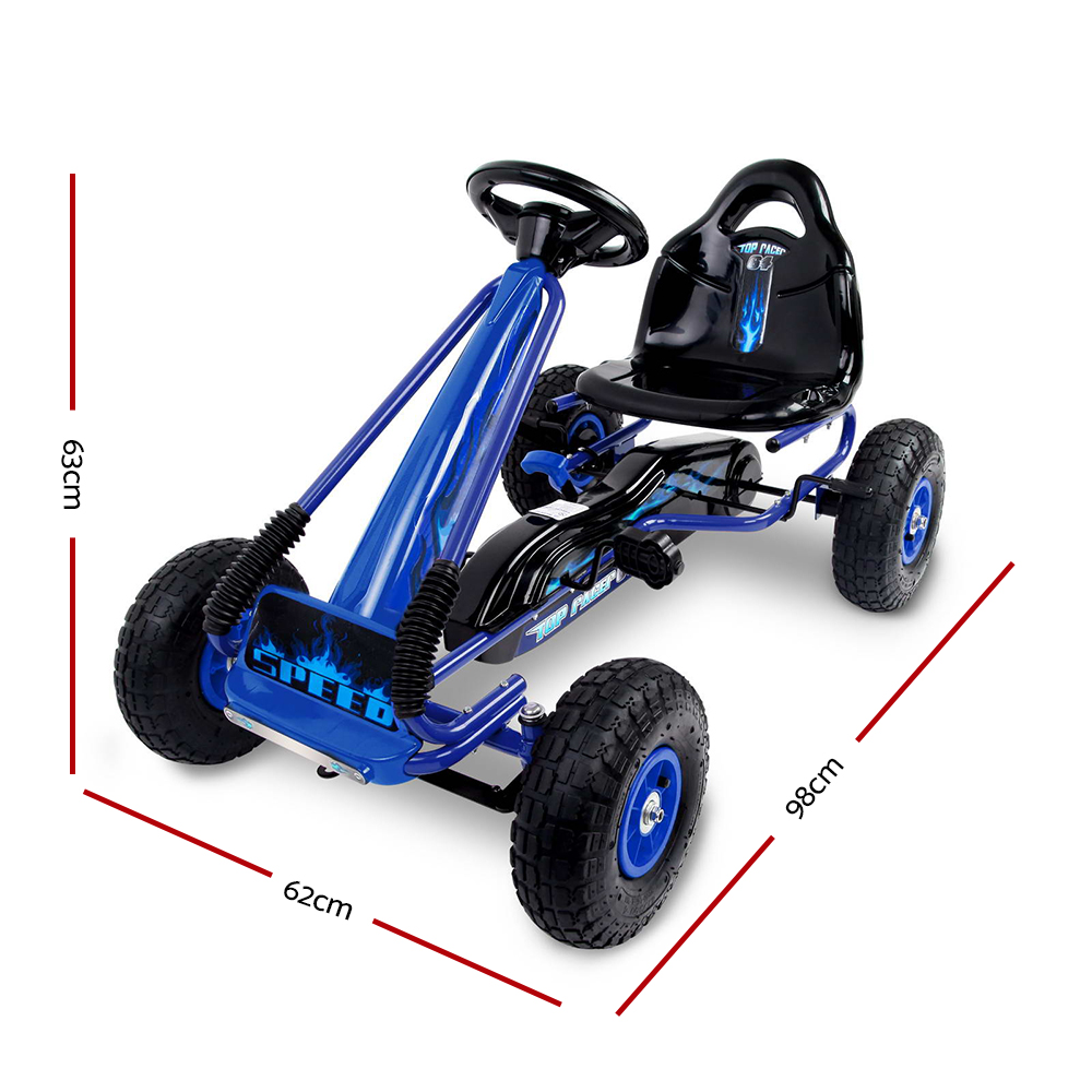 Rigo Kids Pedal Go Kart Ride On Toys Racing Car Rubber Tyre Blue โ image 2