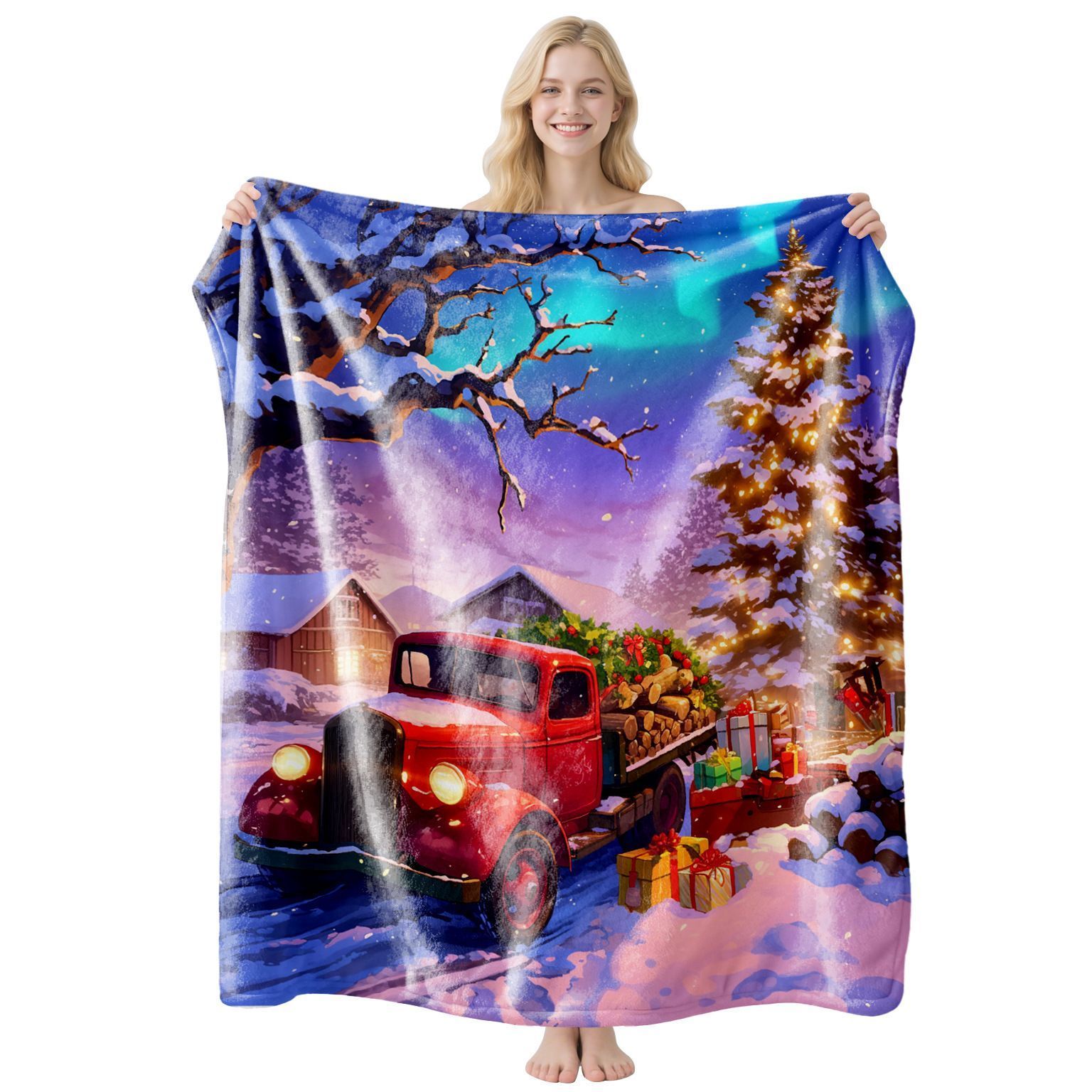 Relax‑centered Festive Flannel Throw Blanket, Gentle Soft Cover, Thoughtful Present For Christmas & Halloween Residential Interior Layout, Style FLR‑231, Size
