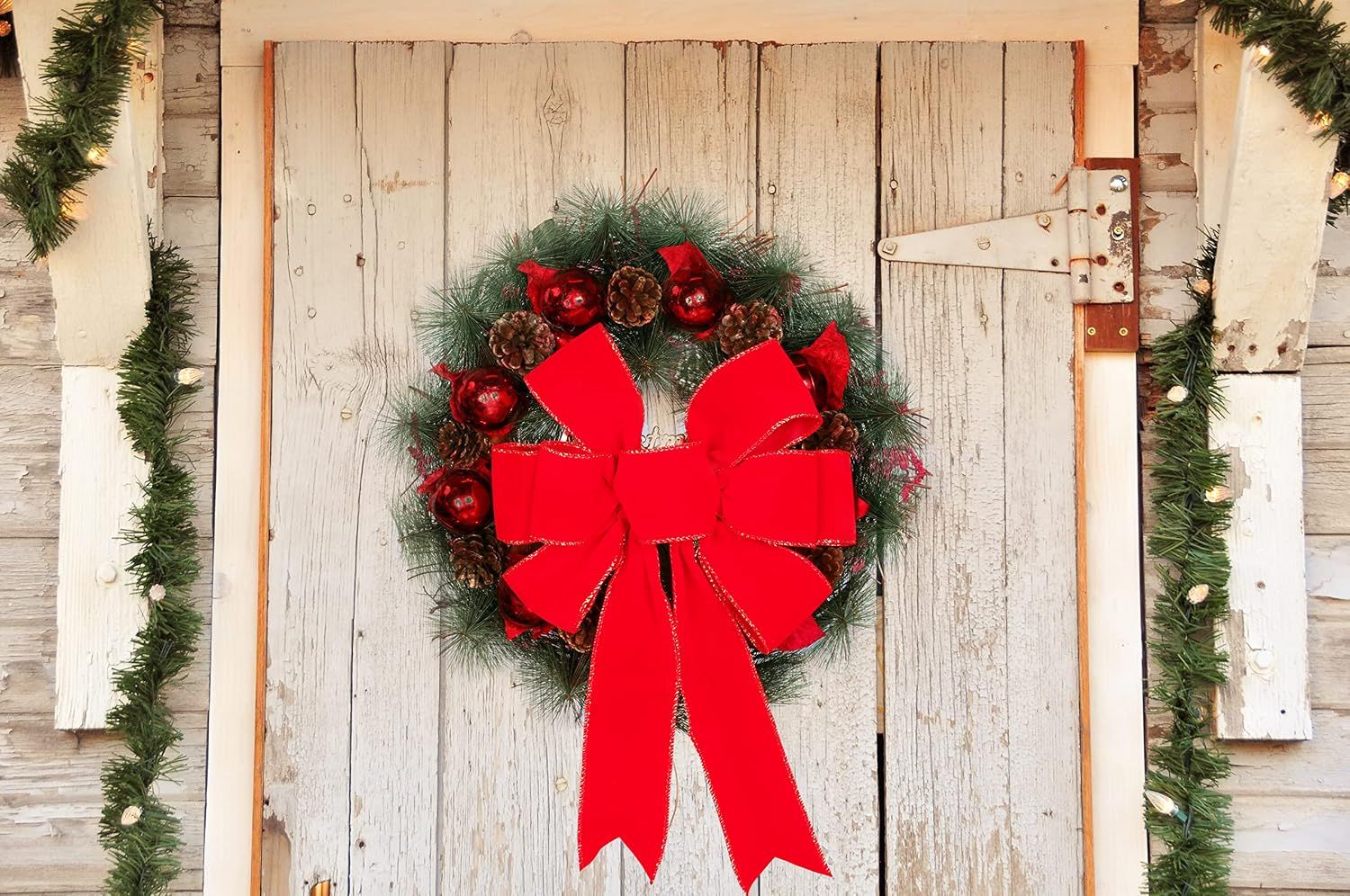 2 Packs Red Christmas Bows Decorations Big Velvet Bow with Wired Gold Border for Tree Topper, Wreaths, Outdoor, Garland, Outside (16 * 24 inch) — image 3