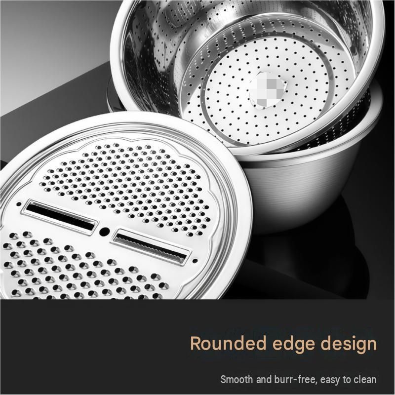 Home Salad Preparation Kit-Multifunctional Stainless Steel Vegetable Grater Bowl Set and Silicone Spatula - 28cm Kitchen Prep Tool for Slicing, Shredding โ image 6