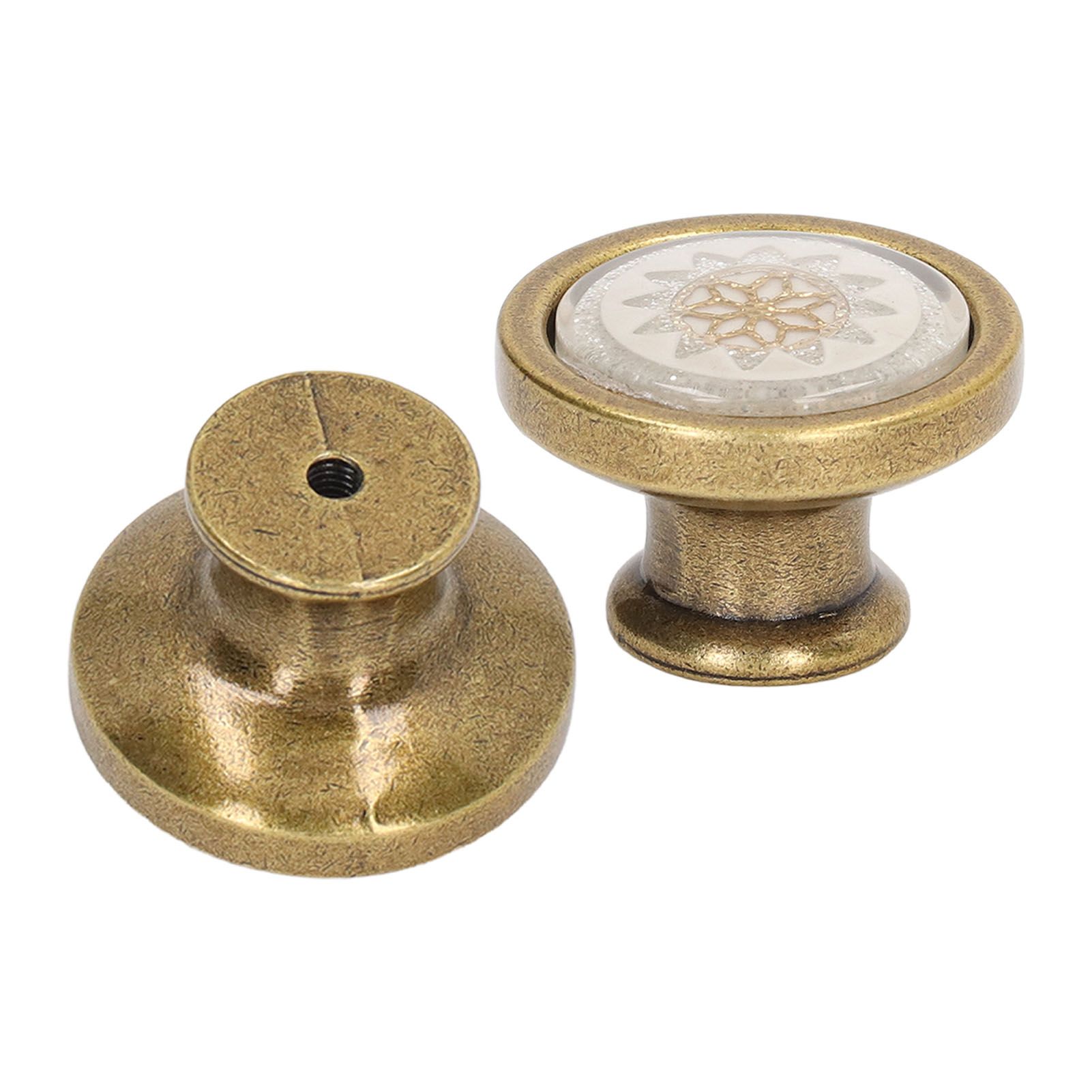 2 Sets Antique Furniture Hardware Handle Knob Zinc Alloy Round Single Hole Cabinet Door Handle Copper White — image 5