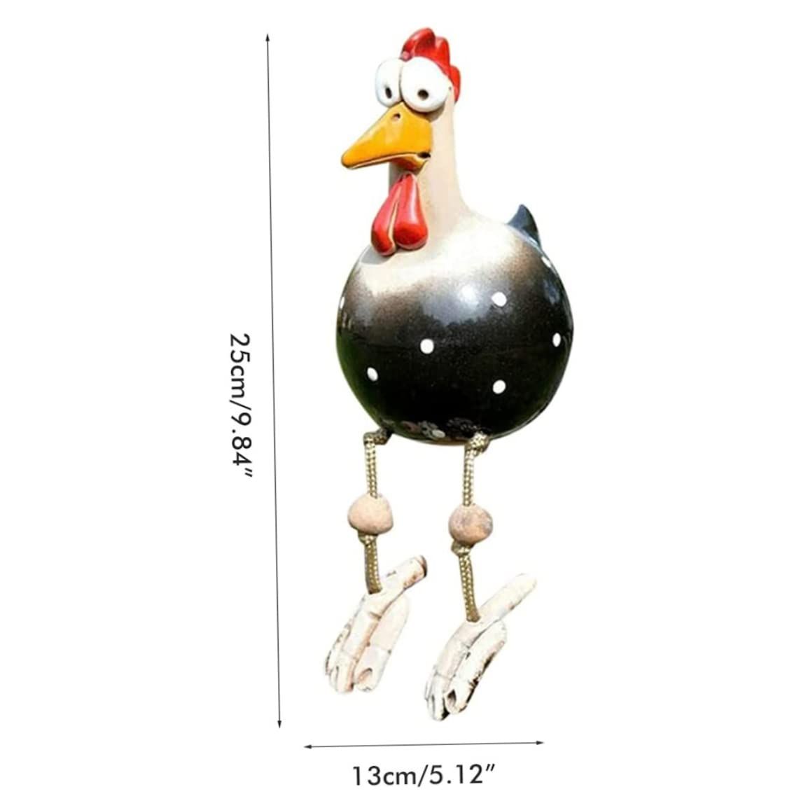 Resin Chicken Sculpture,Resin Rooster Ornaments Funny Chicken Decor Ceramic Garden Statues Art Outdoor Yard Decorative(Black) — image 3