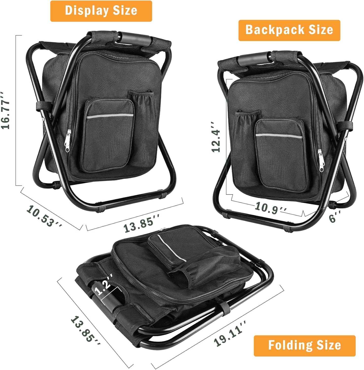 Folding Camping Chair Grey Portable Compact Adjustable Folding Chair for Outdoor Camping Fishing — image 2