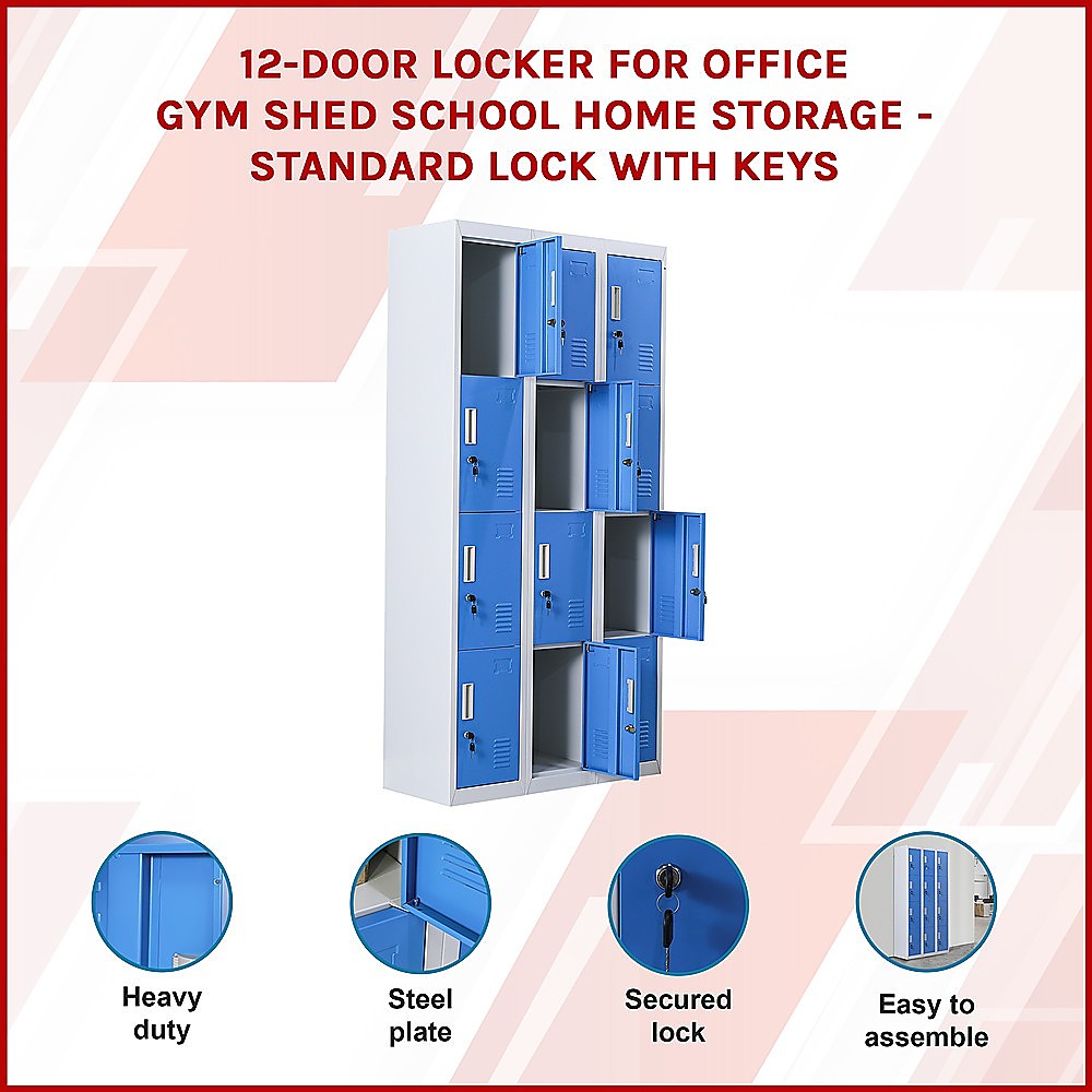 12-Door Locker for Office Gym Shed School Home Storage - Standard Lock with Keys โ image 4