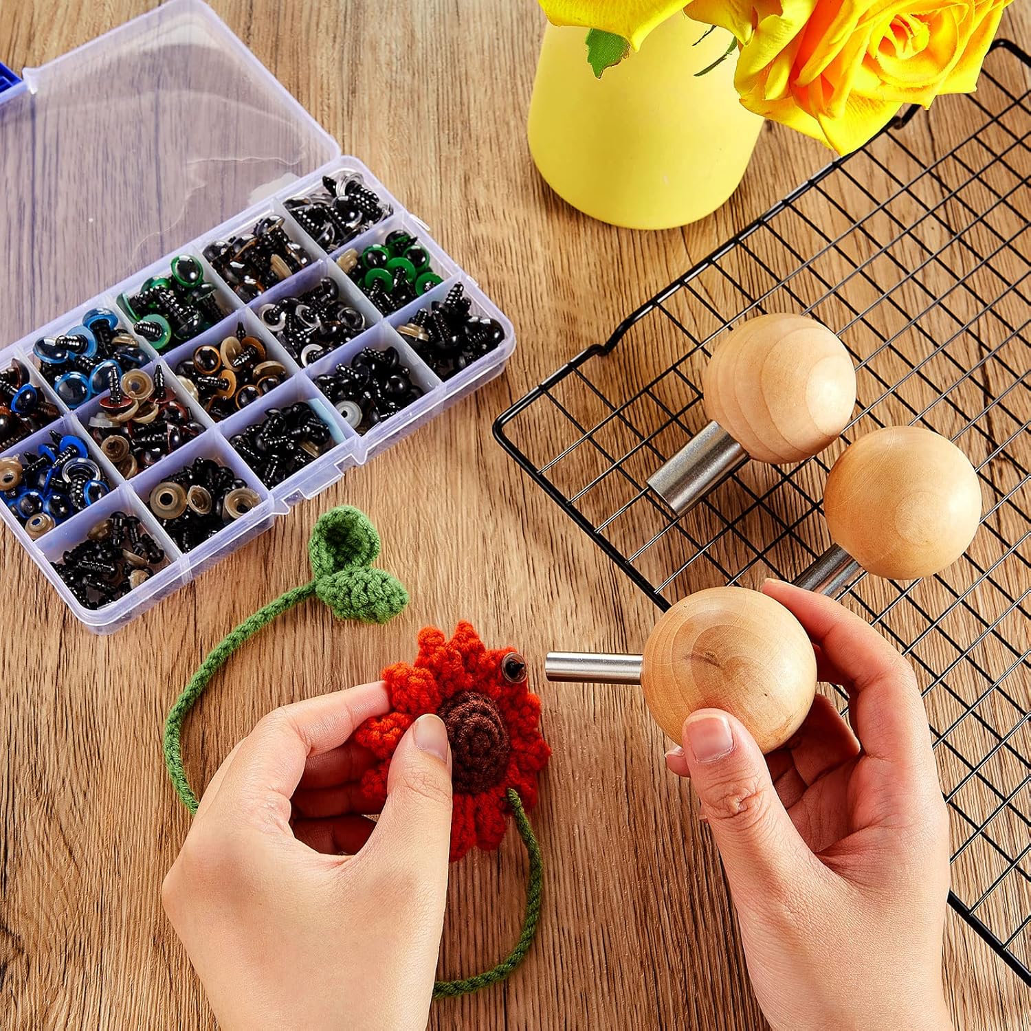 Amylove 3 Pcs Safety Eye Tool Auxiliary Tool for Attaching Safety Eyes for Crocheting Crochet DIY Stuffed Animal Install Doll Making Supplies Craft, 3 Size — image 4