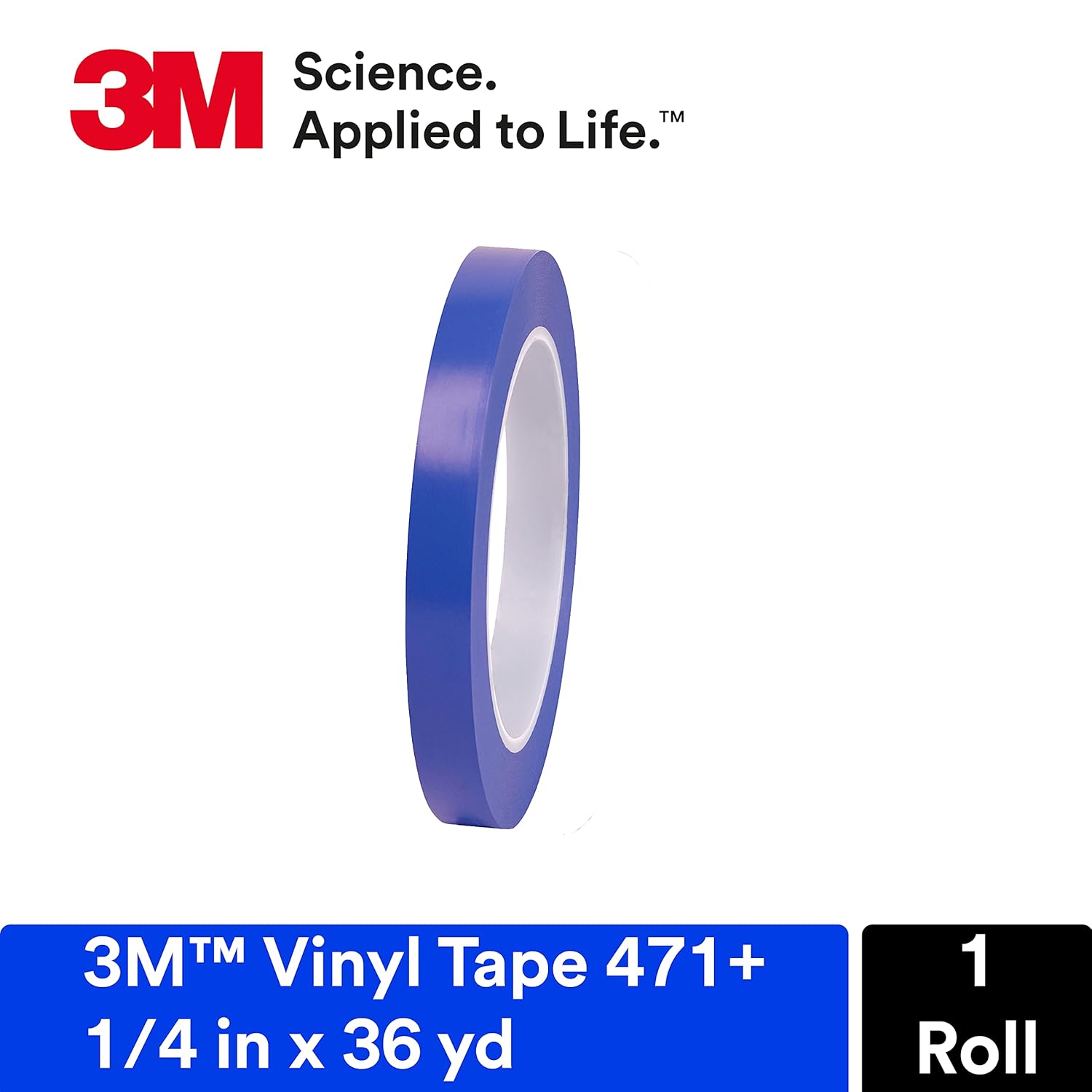 Vinyl Tape 471+, 1/4 in x 36 yd, Indigo, 1 Roll, Fine Line Tape for Paint Masking Striping, Color Separation and Complex Designs, High-Temperature, Stretch โ image 2