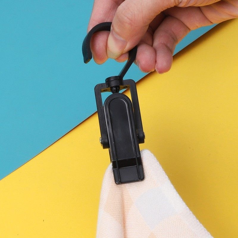2 Pcs Plastic Strong Swivel Hook Rotating Laundry Hanging Hook Clothes Pins Beach Towel Clips Black and white — image 5