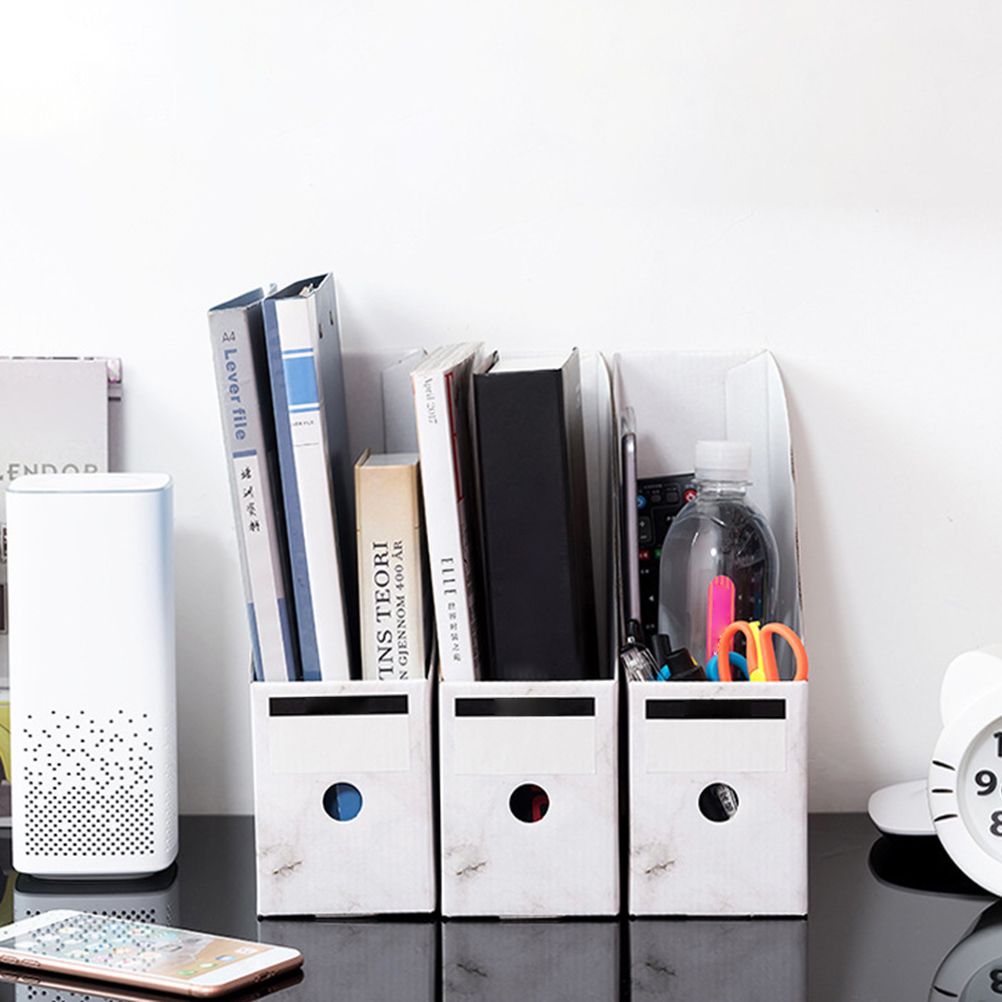 3 pcs Sturdy Cardboard Magazine Holders Folder Holders Magazine Storage Box Desk File Holder โ image 4