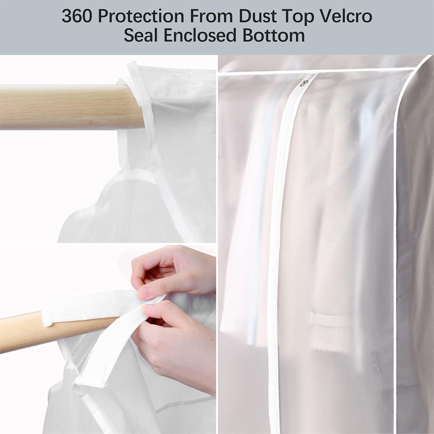 Waterproof Dustproof Clothes Storage Box Transparent White Large Capacity 39.3 x 19.7 x 47.2 Inch Clothing Organizer Container โ image 6
