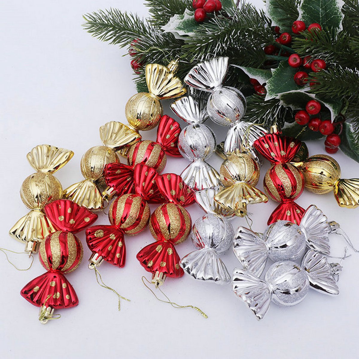 Christmas Decorations - Painted Candy Tree Decorations - Rose Gold (5 per box) — image 4