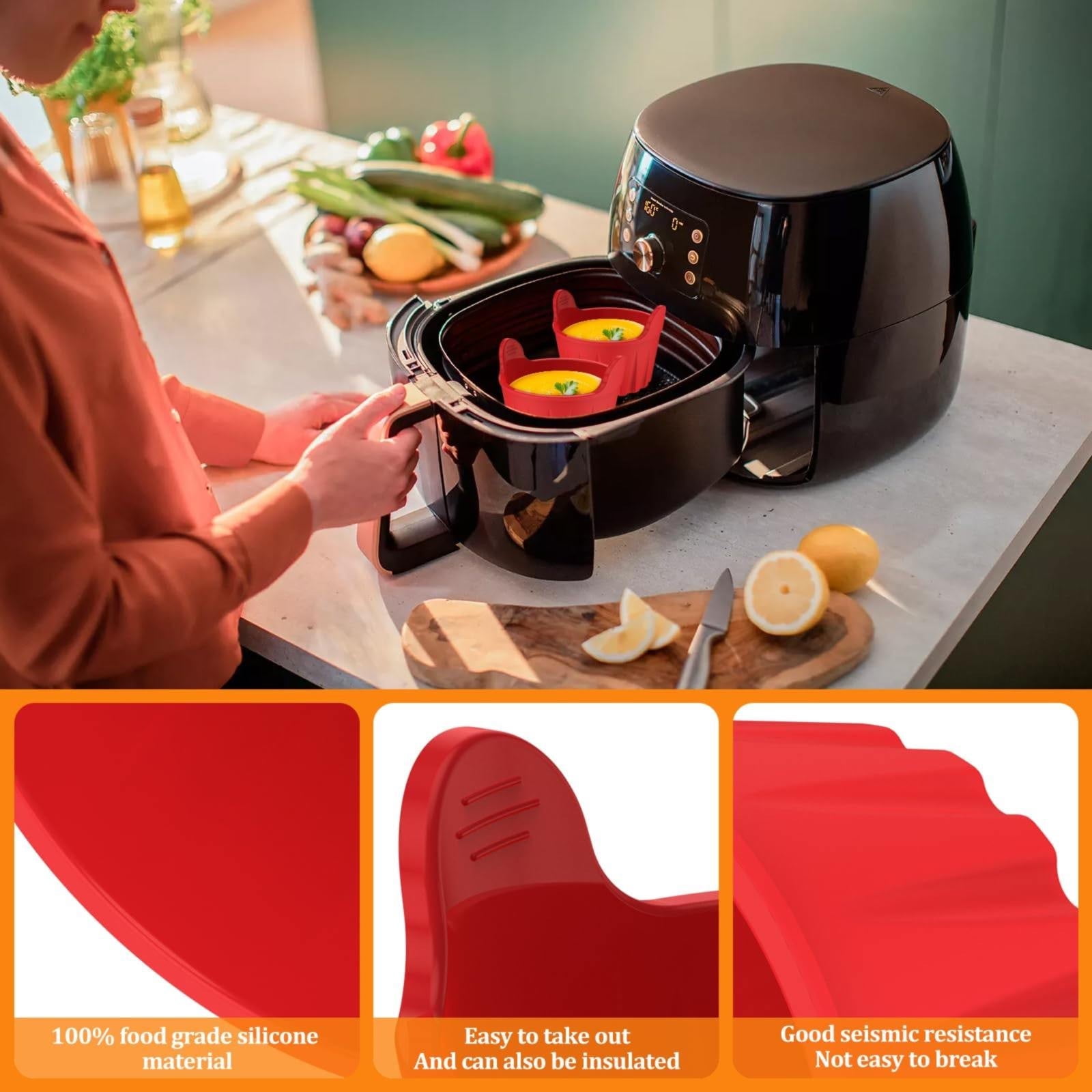 1 Piece Silicone Air Fryer Baking Cup, Heat Resistant Ramekin for Eggs, Muffins, Puddings and Cupcakes, 6 × 7.5 cm, Grey — image 5