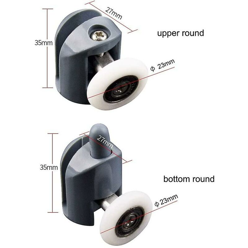 Shower Door ROllers 8 Pieces Shower Door ROllers 23Mm Shower Door ROllers Shower Cabin ROllers For Bathroom, 4 Upper — image 2