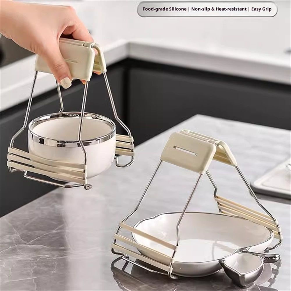 Stainless Steel Hot Plate Gripper Tongs Kitchen Pot Holder Clamp for Bowl Handling Steaming Clips for Home and Restaurant Use โ image 4