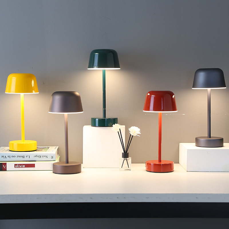 Red Modern Minimalist LED Table Lamp - Rechargeable Touch Control Desk Light โ image 2