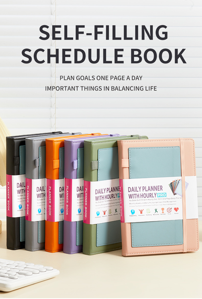 Black A5 PU Leather Agenda for Productivity & Time Management-Undated Daily & Hourly Planner Pro โ image 2