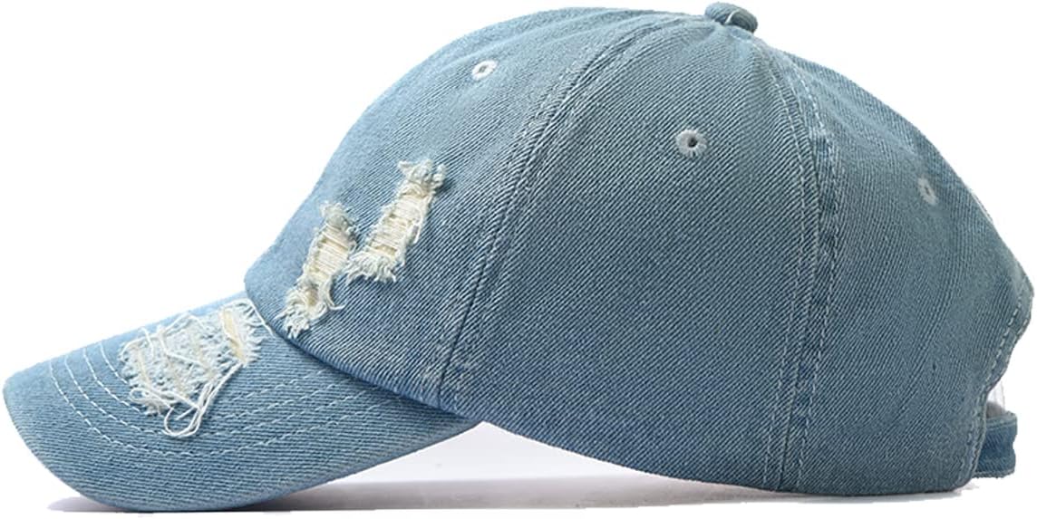 Unisex Ripped Distressed Denim Ring Baseball Cap Hip Hop Vintage Dad Hat Adjustable โ image 3