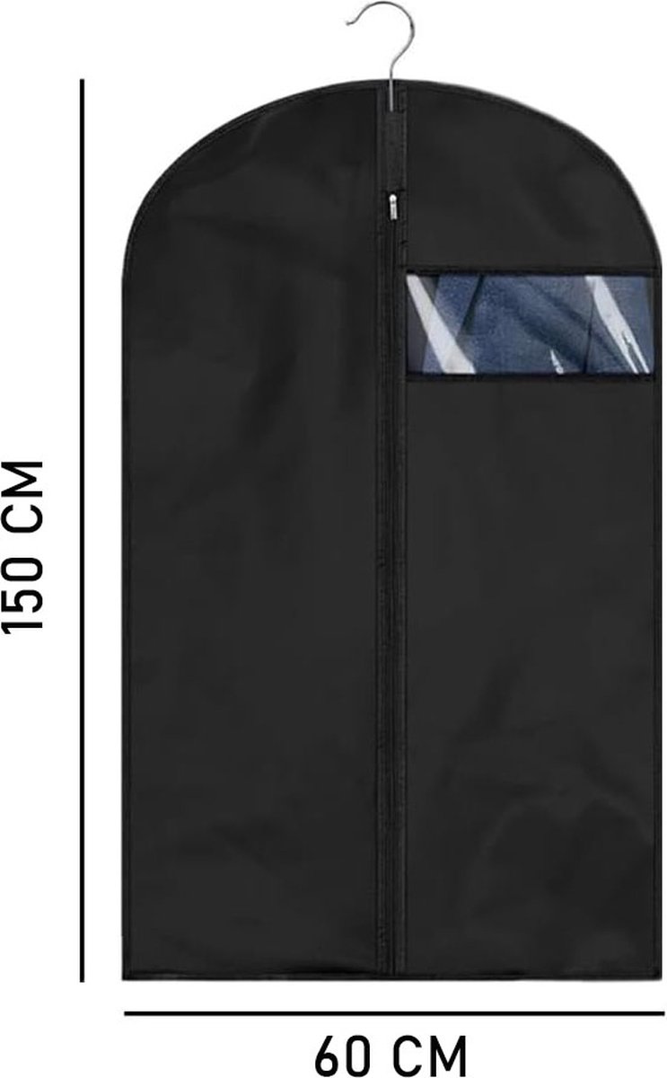 Garment Bags - 5 x Black Garment Bag with Zipper 60 × 150 - Garment Bags - Clothing Storage Bag - Protective Cover for Clothing - Storage Bags - Storage — image 5