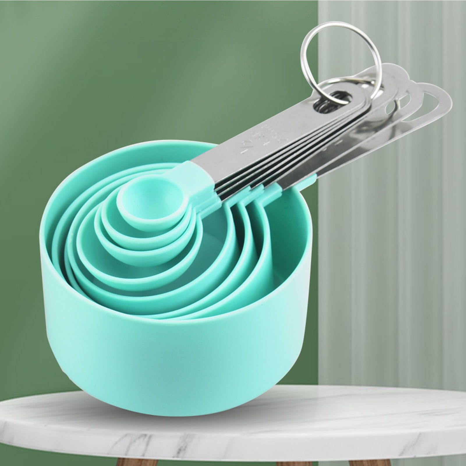 Measuring Cups Spoons Green PP 403 Stainless Steel Hanging Hole Design Double Scale Easy Cleaning Measuring Tablespoon โ image 5