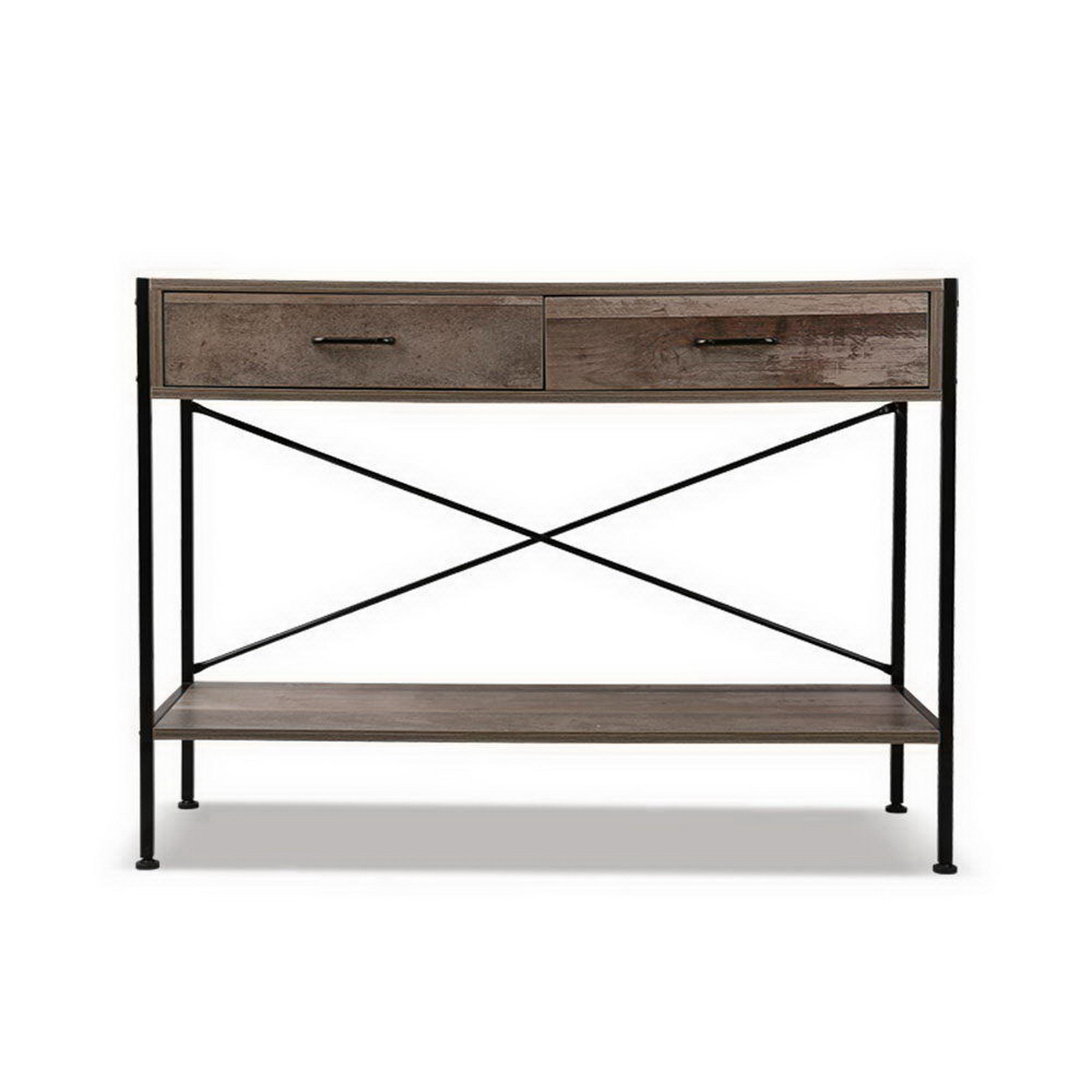 Artiss Console Table 2 Drawers Walnut Marconi — image 3