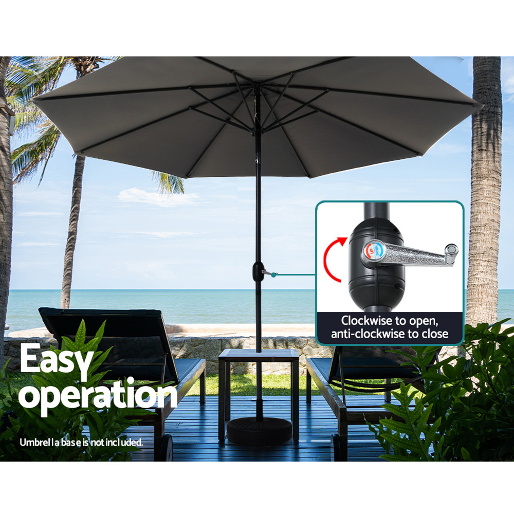 Instahut 3m Outdoor Umbrella Beach Pole Garden Patio Tilt Charcoal โ image 5