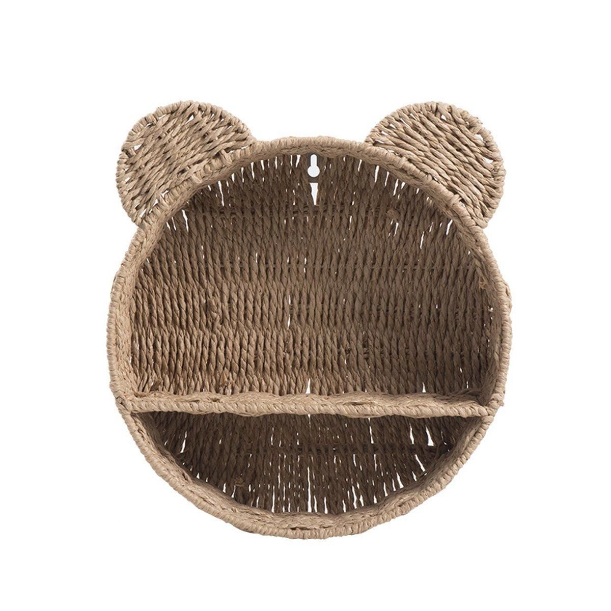Rattan Storage Basket Wall Mounted Rack Round Plant Display Stand Organizer โ image 2