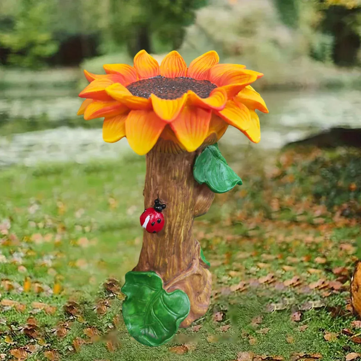 Resin Sunflower Bird Drinker Ornament Outdoor Garden Decoration for Birds to Use — image 5
