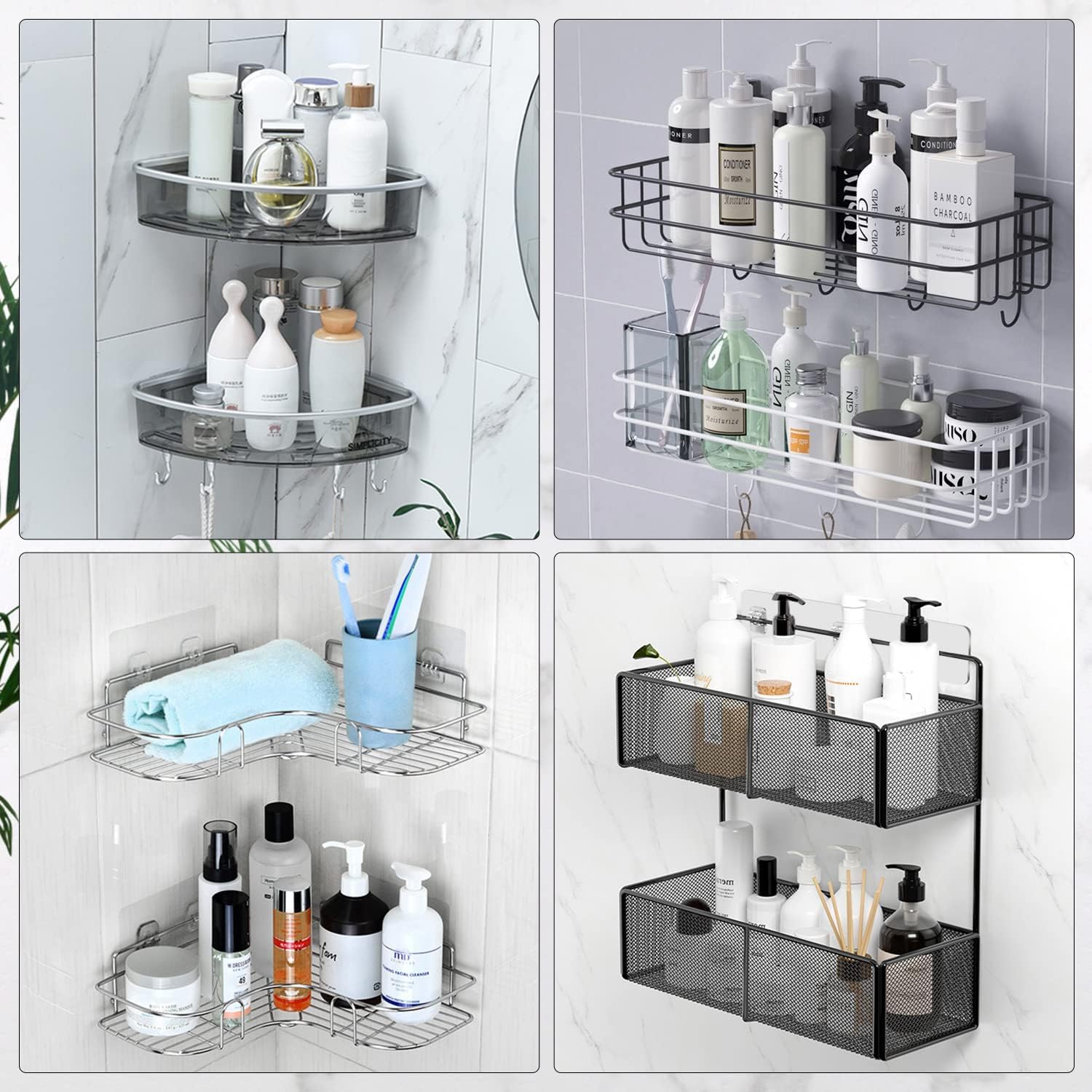 2 Pack Transparent Shower Caddy Adhesive for Replacement, No Drilling, Soap Holder, Bathroom Storage Shelves and Kitchen Racks — image 3