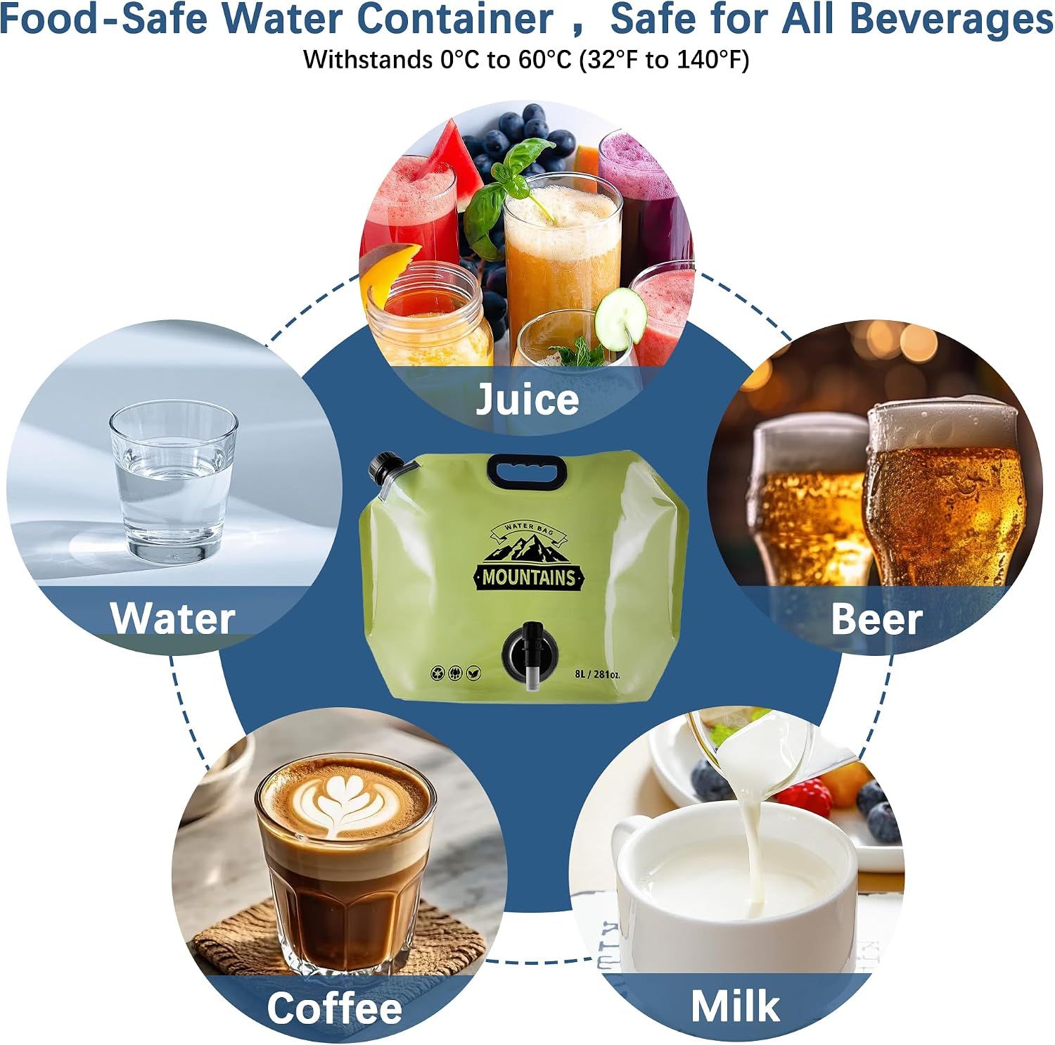 Water Jug Camping 2.1 Gallon Collapsible with Spigot, BPA Free Portable Water Pouch Foldable Water Bags for Outdoor Hiking, Travel and Emergency & — image 4