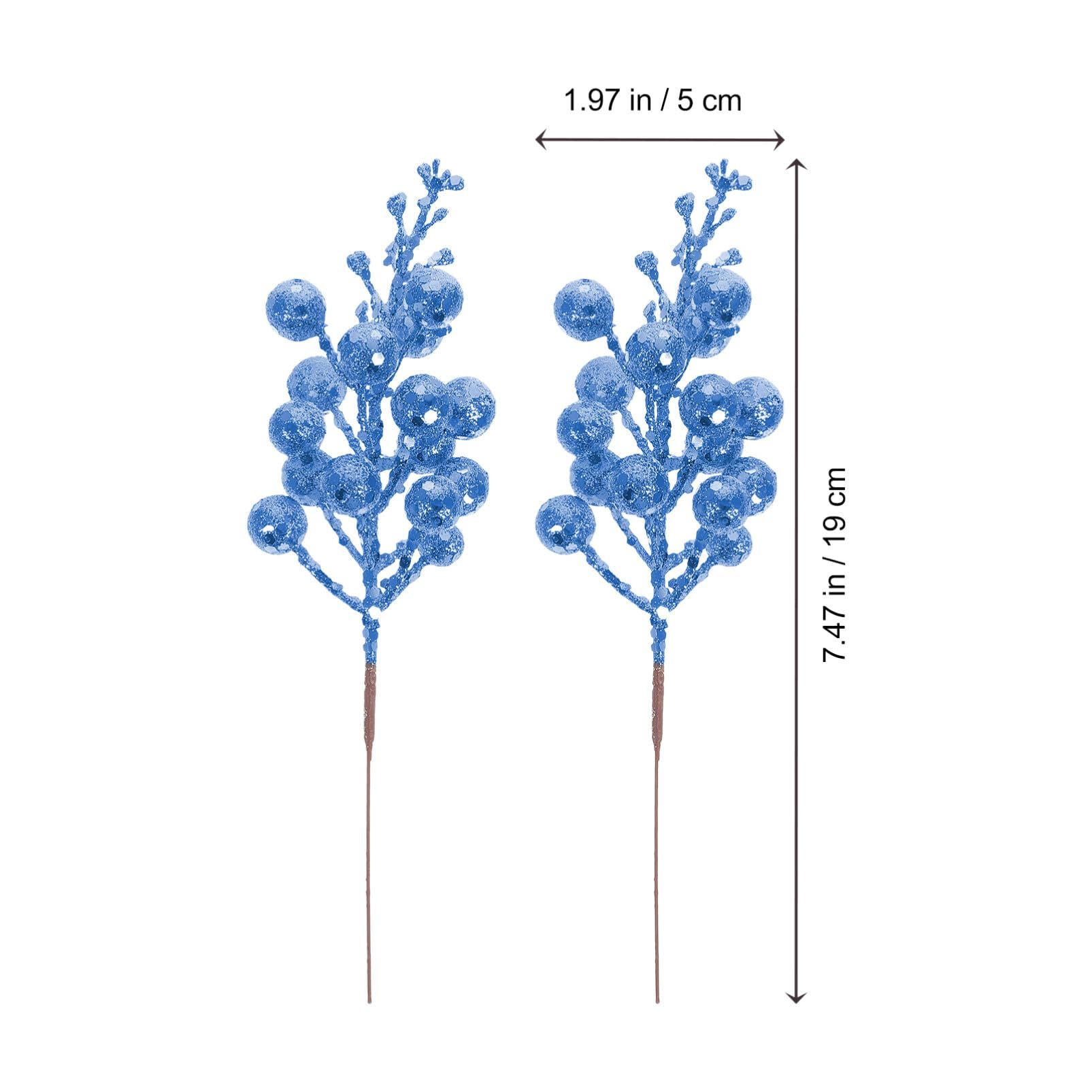 10Pcs Artificial Berry Stems for Christmas, Glittery Berry Branch for Xmas, Home DIY Crafts, head with iron wireBlue โ image 2