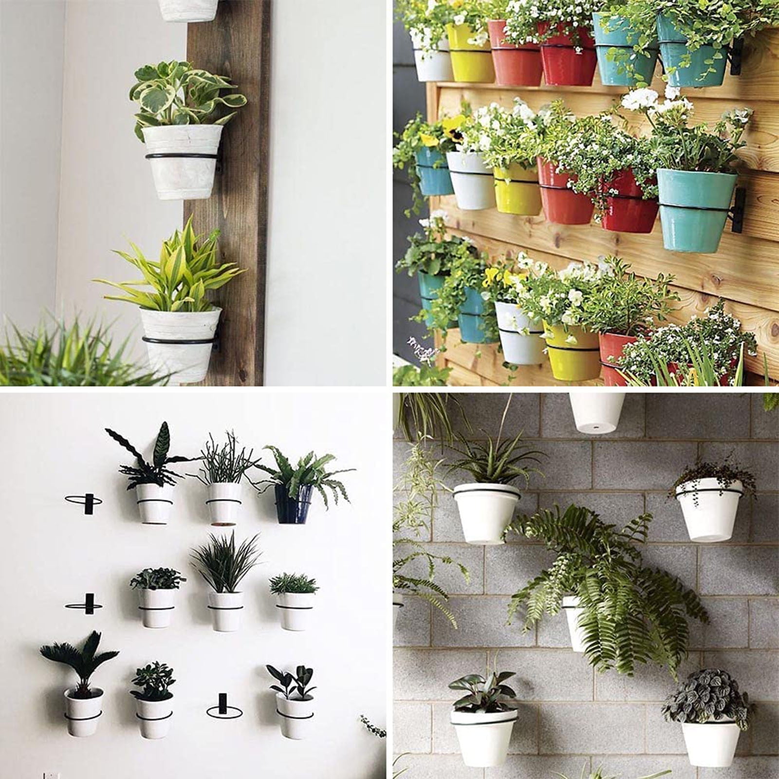 Rack ! Flowerpot Holder Ring 4 Inch Wall Mounted Flower Pot Hangers Metal Stand Hanging Bracket Basket Hook, Include 1X Flower Pot Stand, 1X Screw, 1X โ image 3