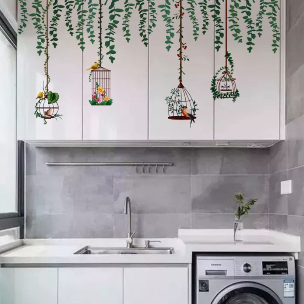 Bird Vine Tree Branch Birdcage Wall Decal Stickers Removable Plants Wall Art Jungle Wallpaper for Home Bedroom Living Room Decoration โ image 4