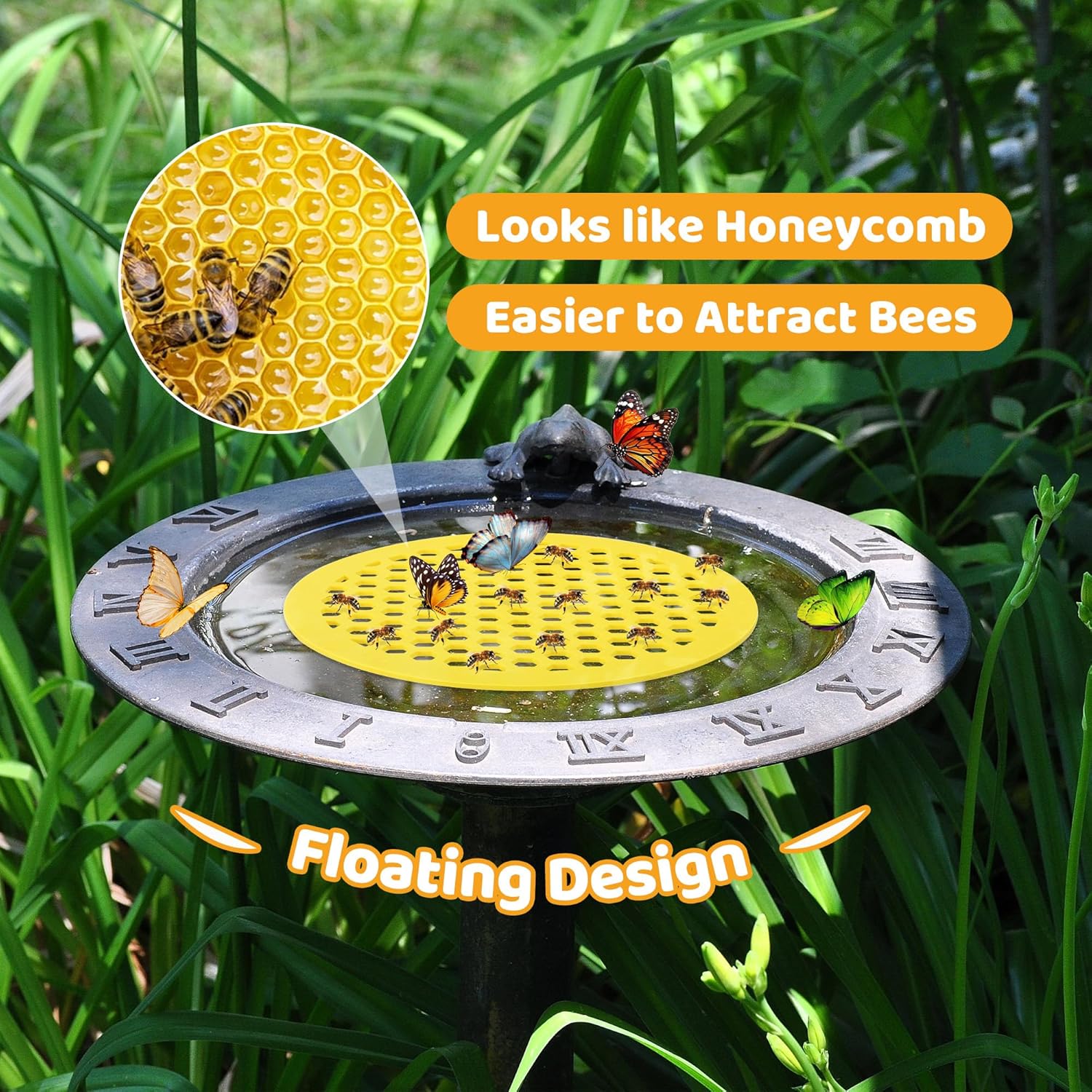 4 Pack Floating Bee Island- 7.87 Inch EVA Foam Floating Bee Watering Station- Butterfly Bee Waterer for Feeding, Bee Bath, Outdoor Garden Decor — image 5