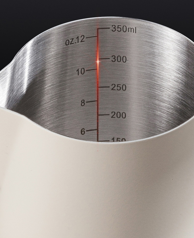 350ml Stainless Steel Milk Frothing Pitcher Pointed Spout Steaming Jug with Measurement Marks for Latte Art Home Baristas White โ image 6