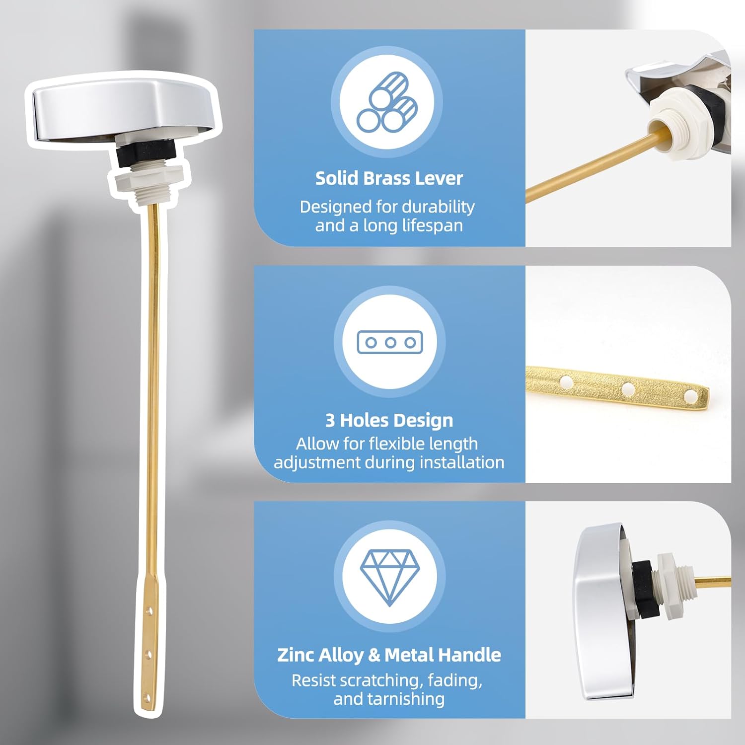 2 Pack Large 3-Inch Toilet Flapper with Toilet Handle Replacement Compatible with TOTOTHU004-CP Trip Lvr โ image 4